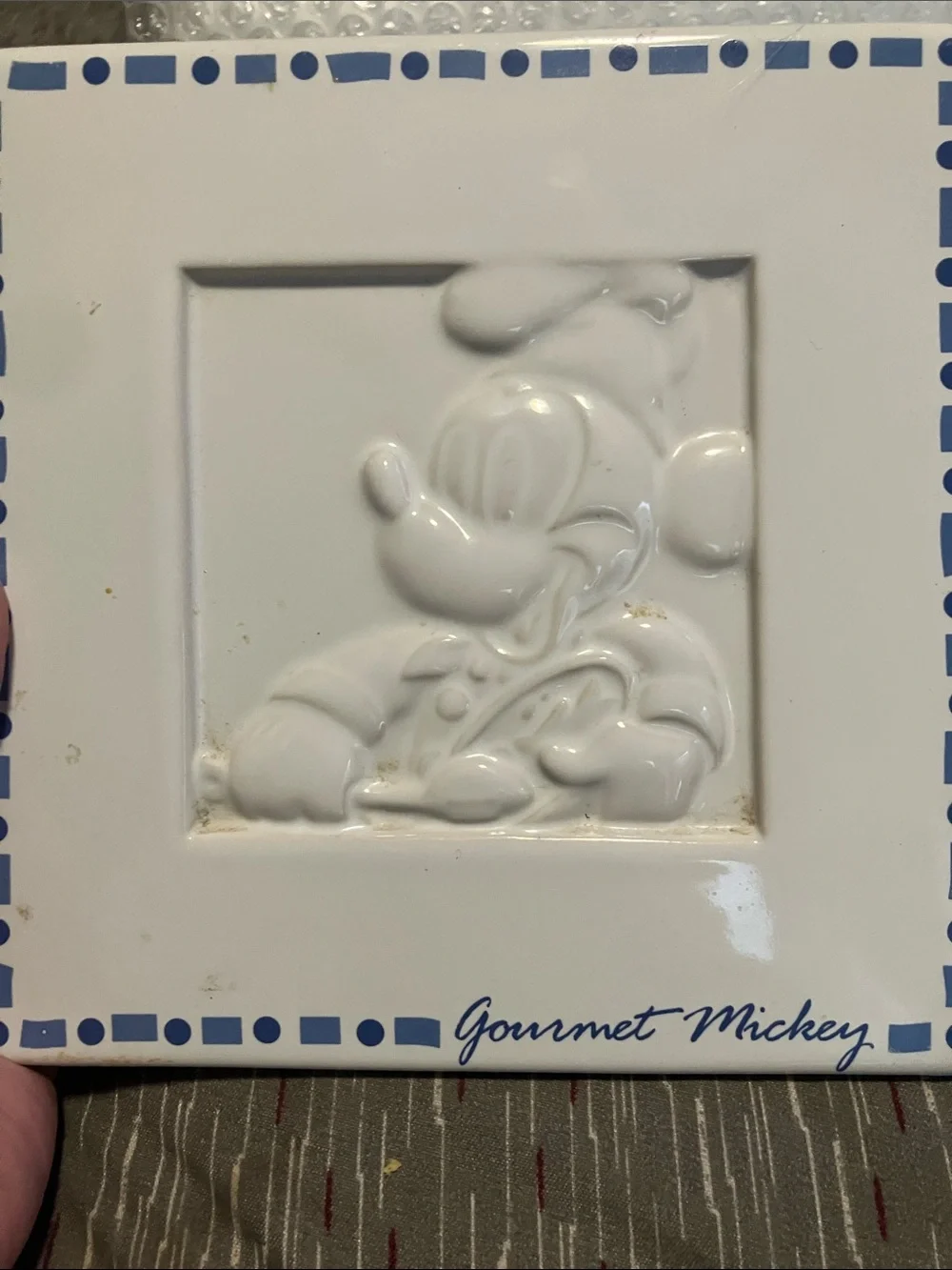 Vintage Set Of Disney Porcelain Embossed Mickey Mouse Trivets